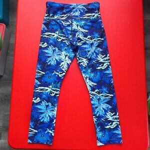 Lorna Jane Uniquely athletic / sport leggings blue floral design women's size XS
